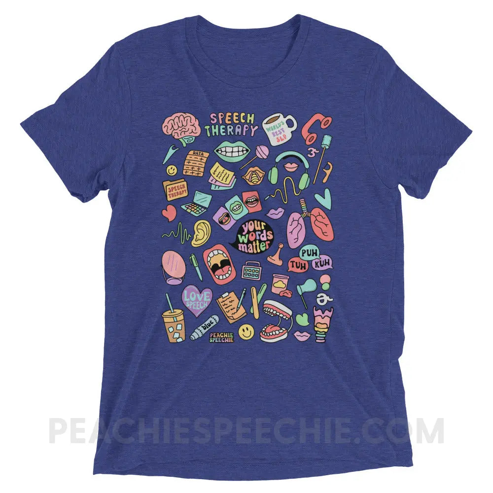 Speech Life Stuff Tri-Blend Tee - Navy Triblend / XS - peachiespeechie.com