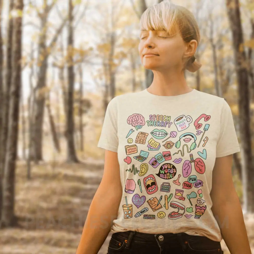 Speech Life Stuff Tri-Blend Tee - Oatmeal Triblend / XS - peachiespeechie.com