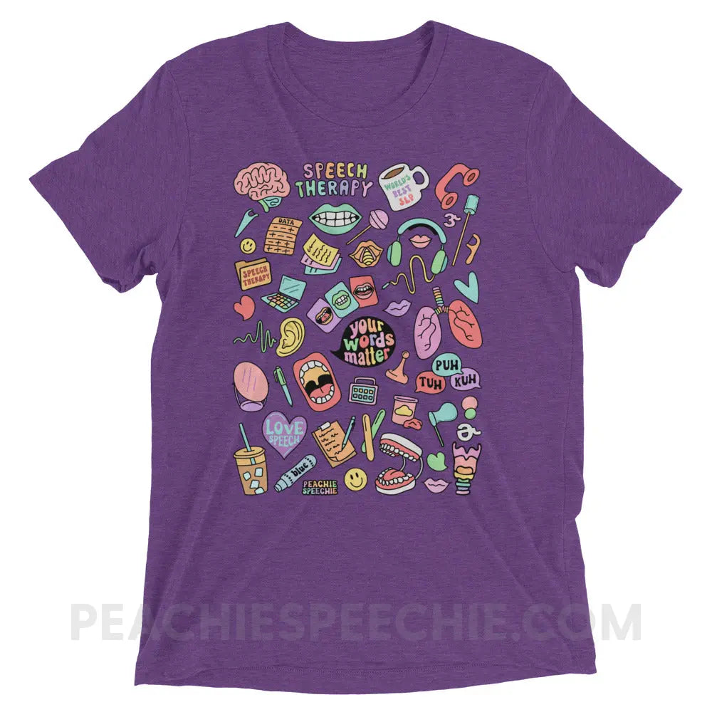 Speech Life Stuff Tri-Blend Tee - Purple Triblend / XS - peachiespeechie.com