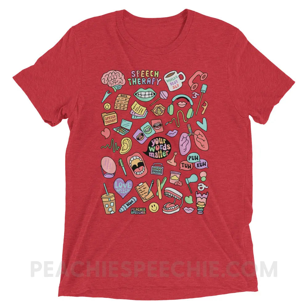 Speech Life Stuff Tri-Blend Tee - Red Triblend / XS - peachiespeechie.com