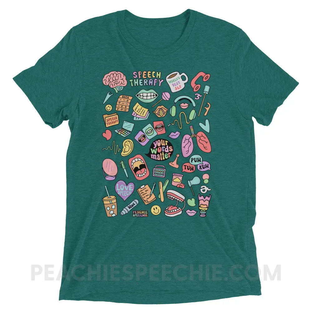 Speech Life Stuff Tri-Blend Tee - Teal Triblend / XS - peachiespeechie.com