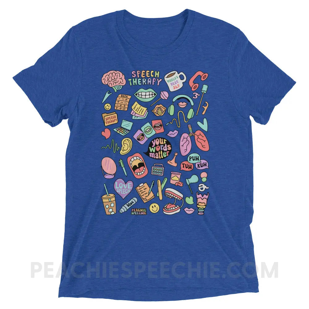 Speech Life Stuff Tri-Blend Tee - True Royal Triblend / XS - peachiespeechie.com