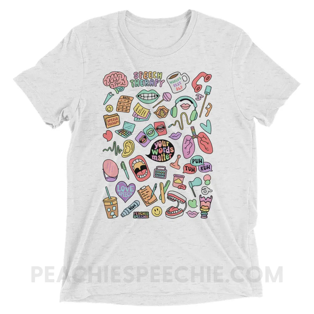 Speech Life Stuff Tri-Blend Tee - White Fleck Triblend / XS - peachiespeechie.com