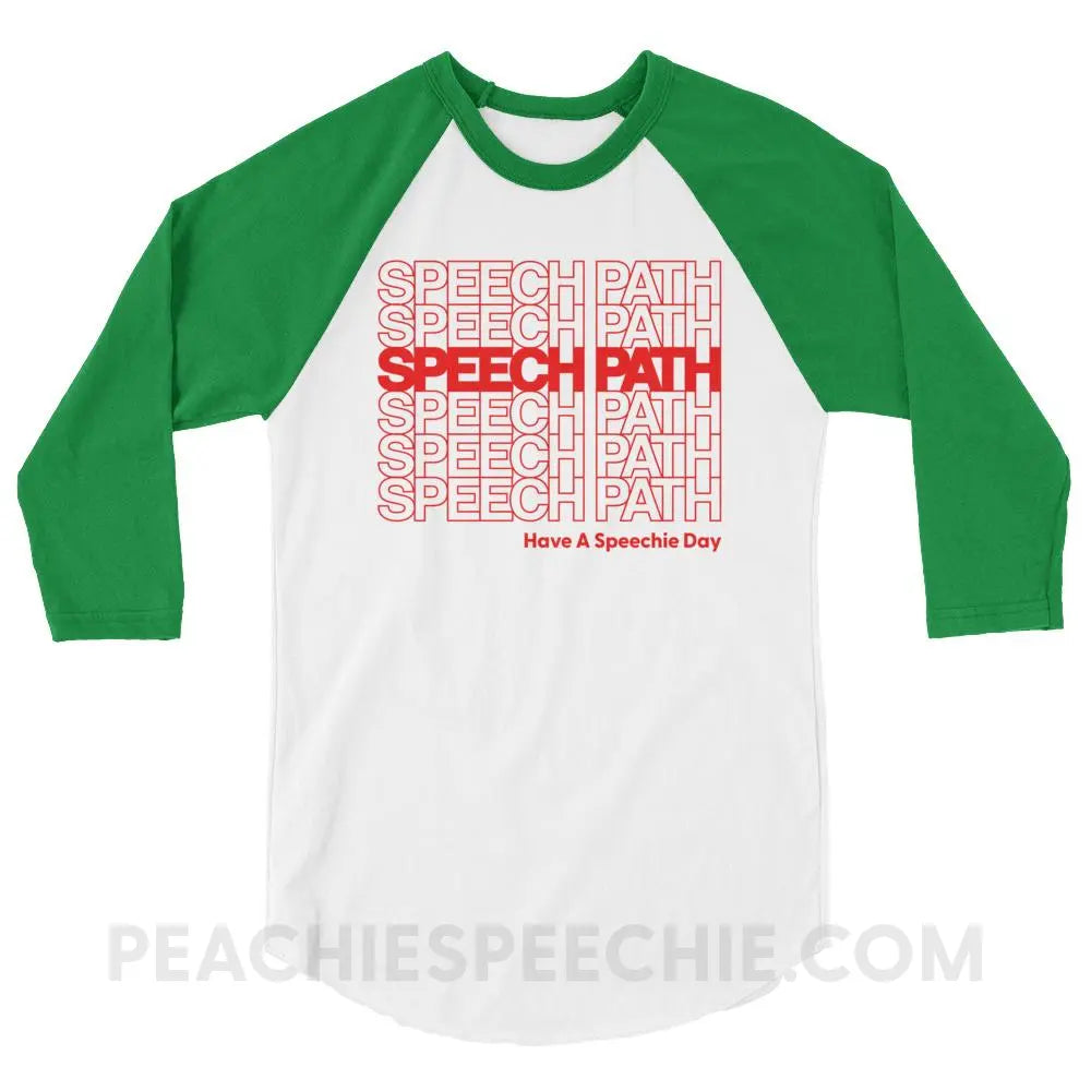 Speech Path Baseball Tee - White/Kelly / XS - T-Shirts & Tops peachiespeechie.com