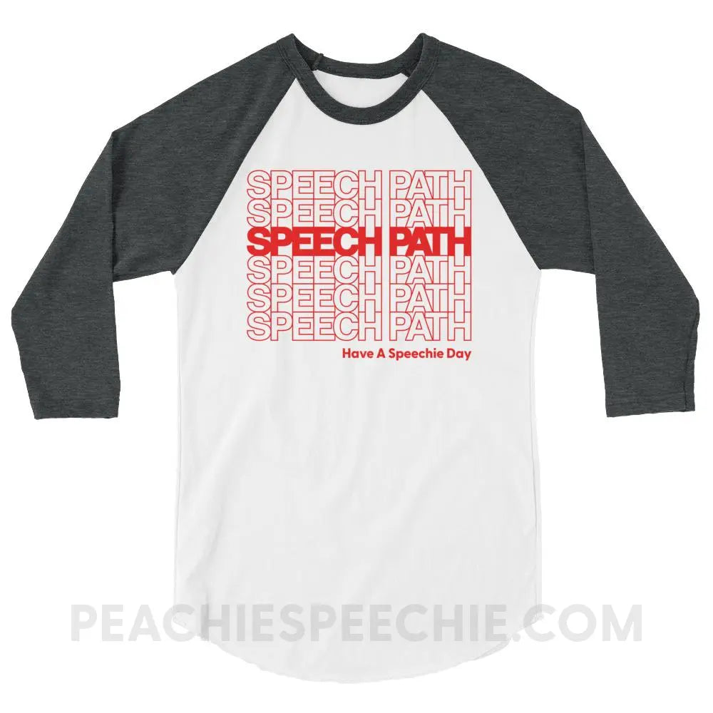 Speech Path Baseball Tee - White/Heather Charcoal / XS - T-Shirts & Tops peachiespeechie.com