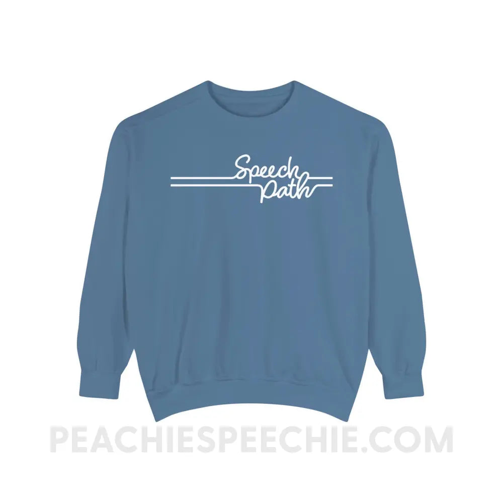 Speech Path Lines Comfort Colors Crewneck - Blue Jean / S - Sweatshirt peachiespeechie.com