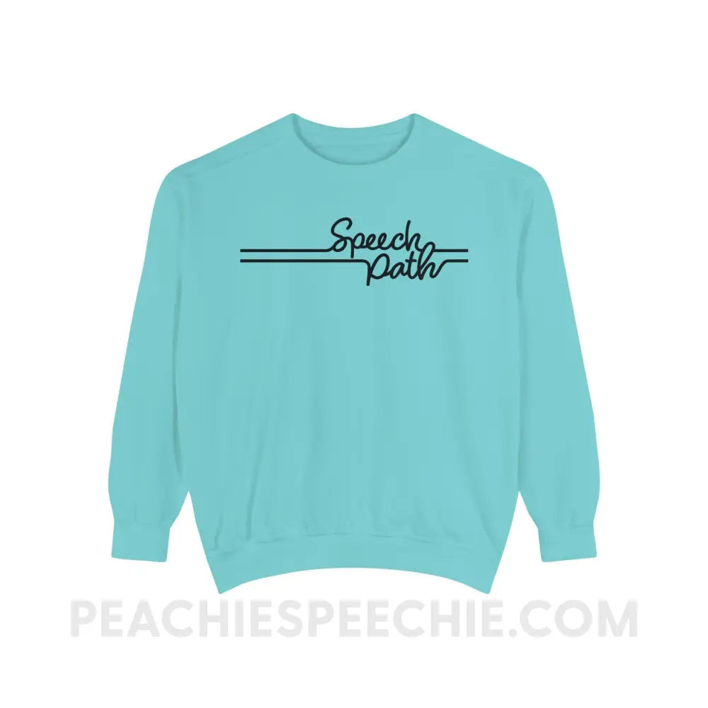 Speech Path Lines Comfort Colors Crewneck - Chalky Mint / S - Sweatshirt peachiespeechie.com