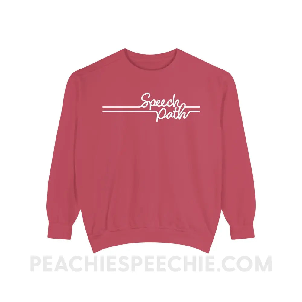 Speech Path Lines Comfort Colors Crewneck - Crimson / S - Sweatshirt peachiespeechie.com
