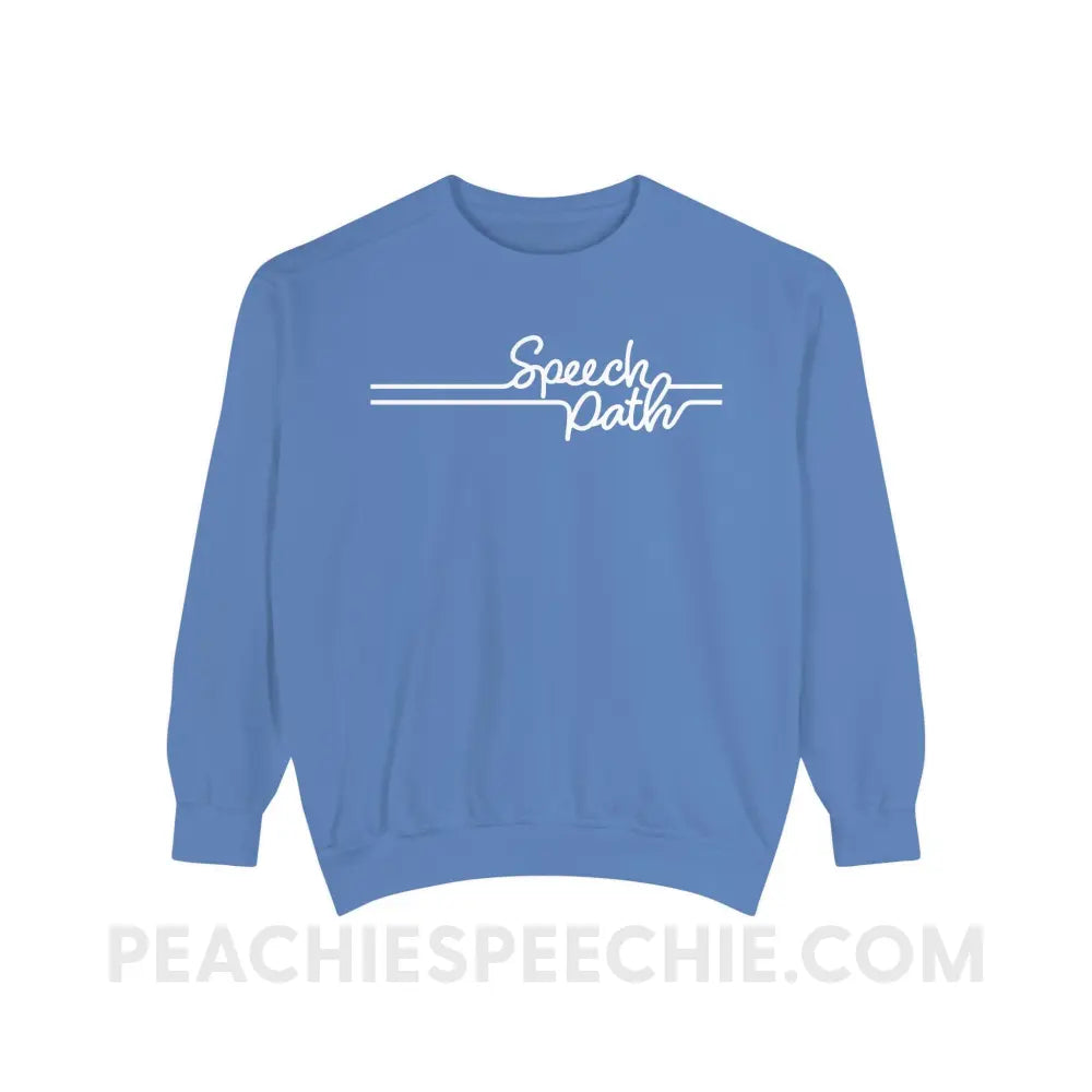 Speech Path Lines Comfort Colors Crewneck - Flo Blue / S - Sweatshirt peachiespeechie.com