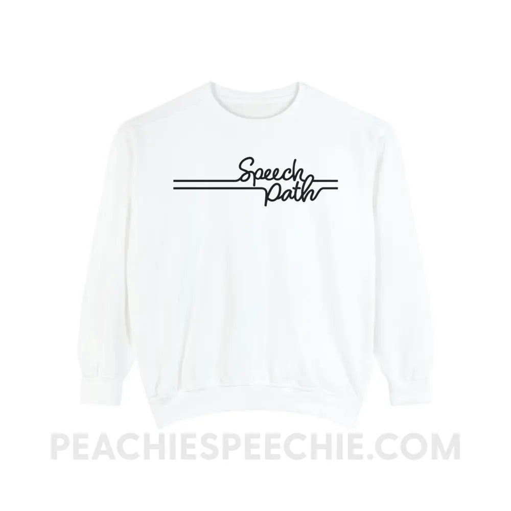 Speech Path Lines Comfort Colors Crewneck - White / S - Sweatshirt peachiespeechie.com