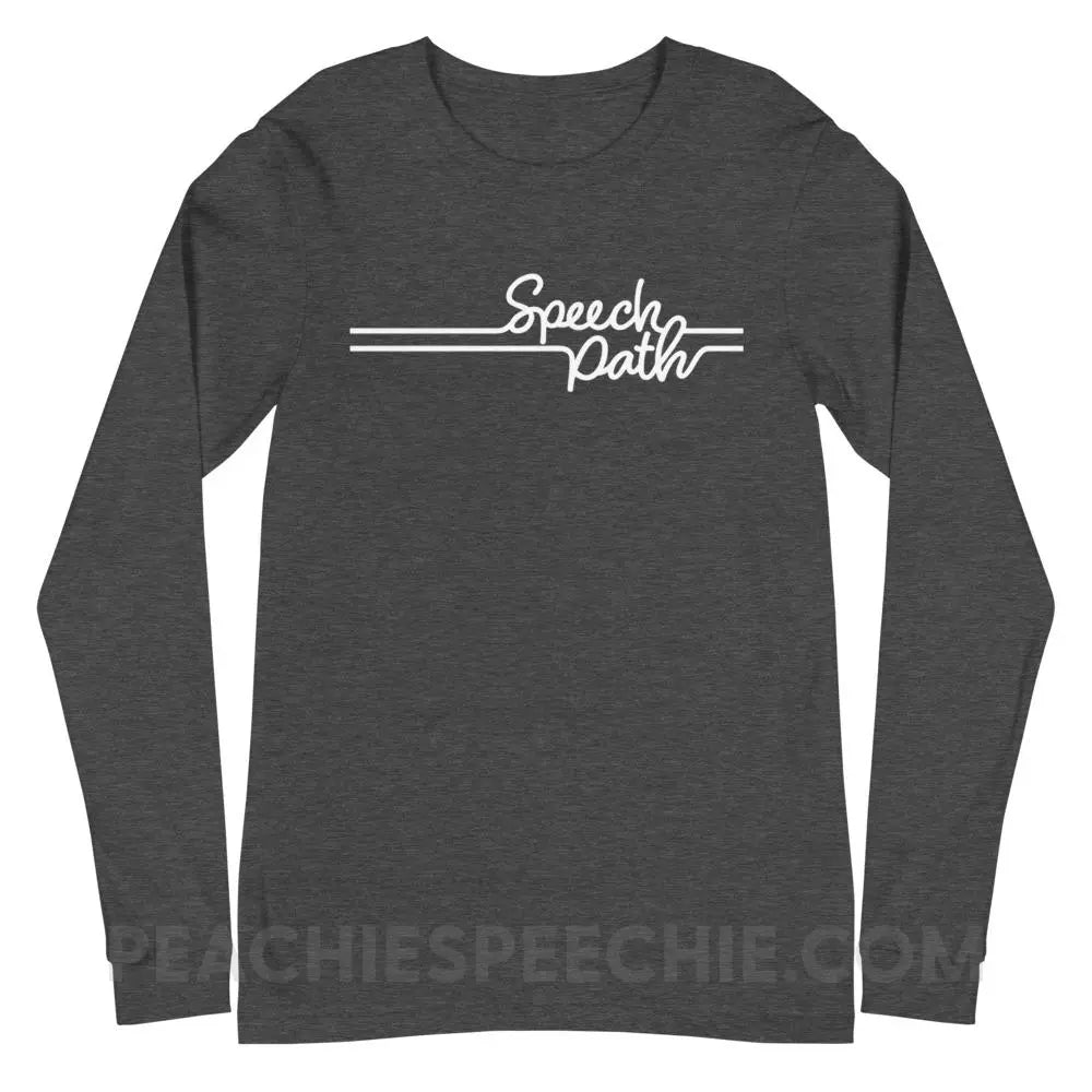 Speech Path Lines Premium Long Sleeve - Dark Grey Heather / XS - Shirts & Tops peachiespeechie.com