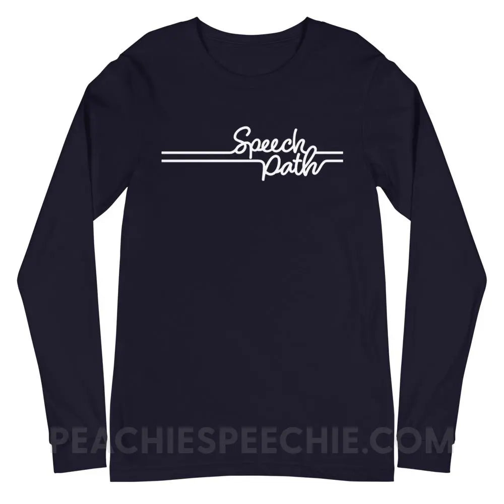 Speech Path Lines Premium Long Sleeve - Navy / XS - Shirts & Tops peachiespeechie.com