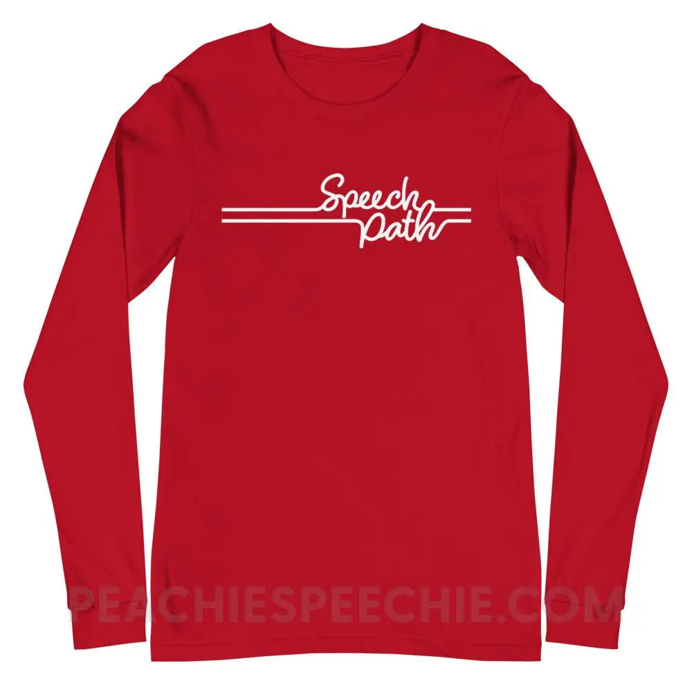 Speech Path Lines Premium Long Sleeve - Red / XS - Shirts & Tops peachiespeechie.com