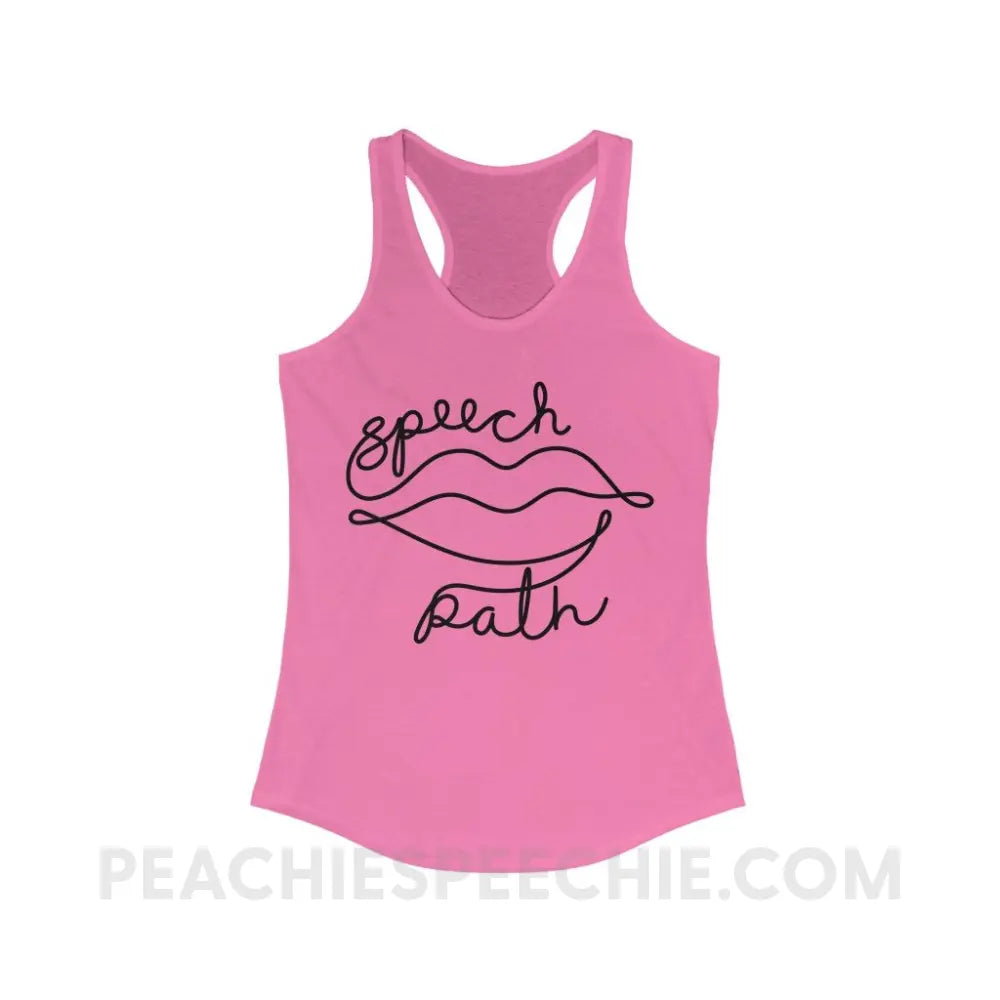 Speech Path Lines Superfly Racerback - Solid Hot Pink / XS - Tank Top peachiespeechie.com
