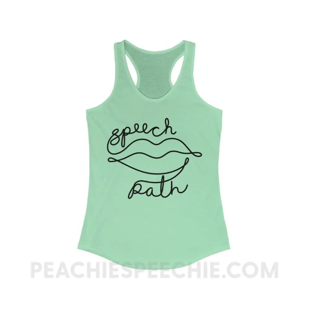 Speech Path Lines Superfly Racerback - Solid Mint / XS - Tank Top peachiespeechie.com