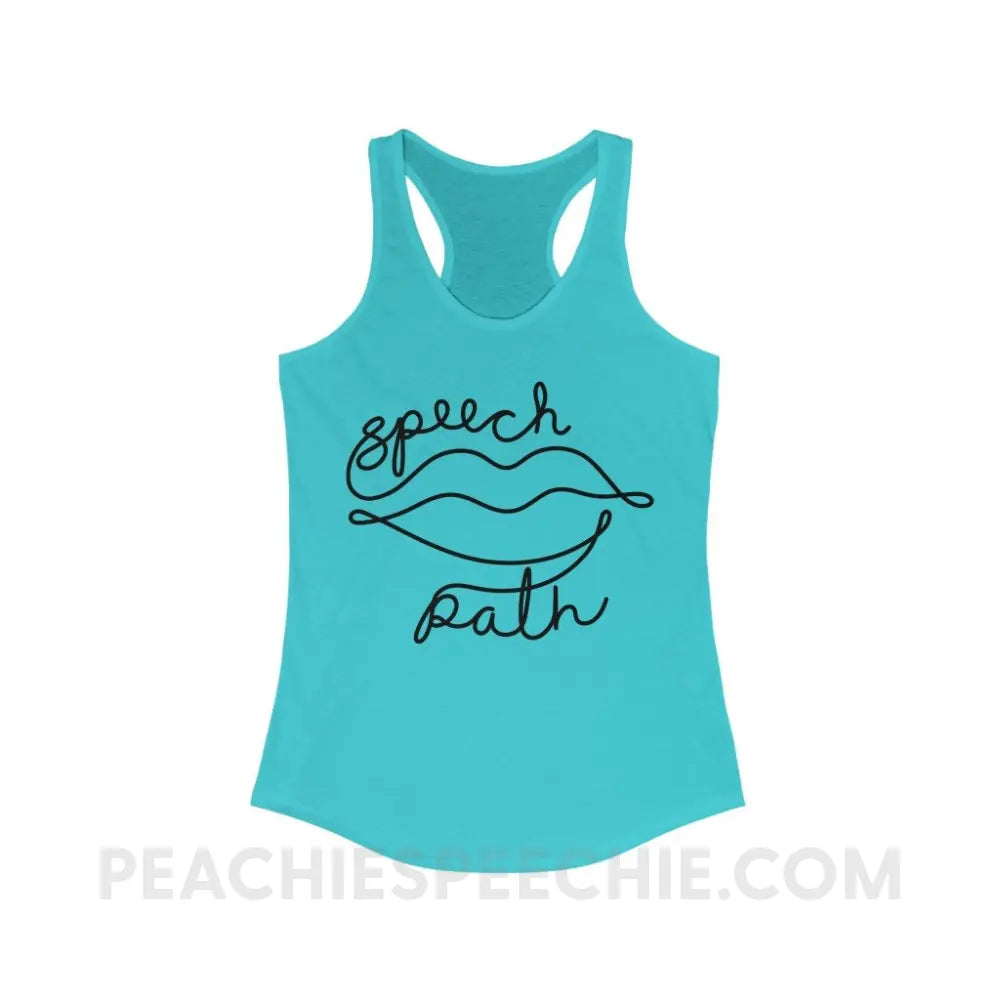 Speech Path Lines Superfly Racerback - Solid Tahiti Blue / XS - Tank Top peachiespeechie.com