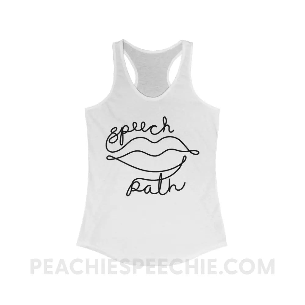 Speech Path Lines Superfly Racerback - Solid White / XS - Tank Top peachiespeechie.com