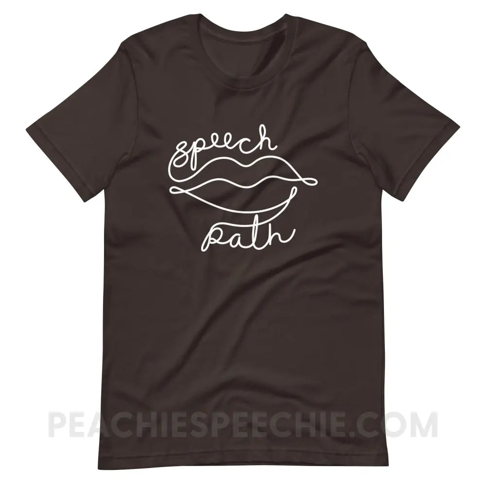 Speech Path Lips Premium Soft Tee - Brown / S - T-Shirt peachiespeechie.com