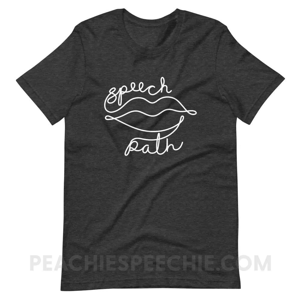 Speech Path Lips Premium Soft Tee - Dark Grey Heather / S - T-Shirt peachiespeechie.com