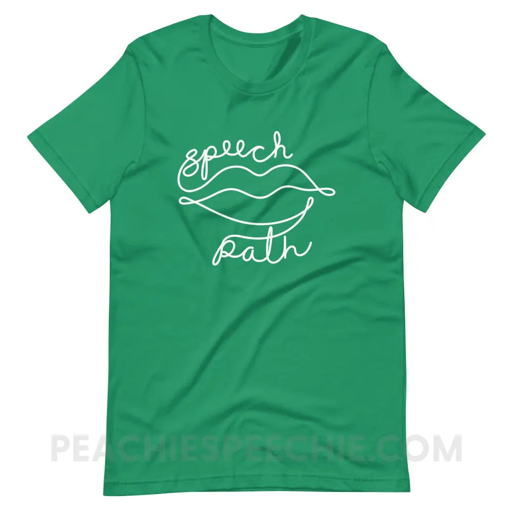 Speech Path Lips Premium Soft Tee - Kelly / S - T-Shirt peachiespeechie.com