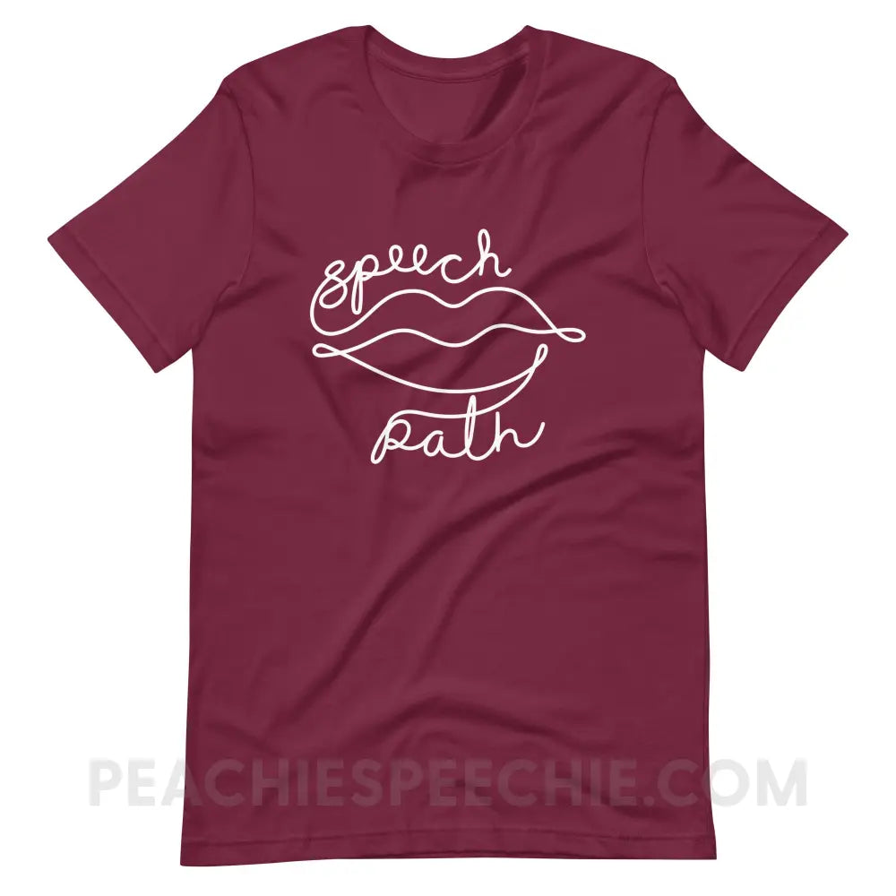 Speech Path Lips Premium Soft Tee - Maroon / S - T-Shirt peachiespeechie.com