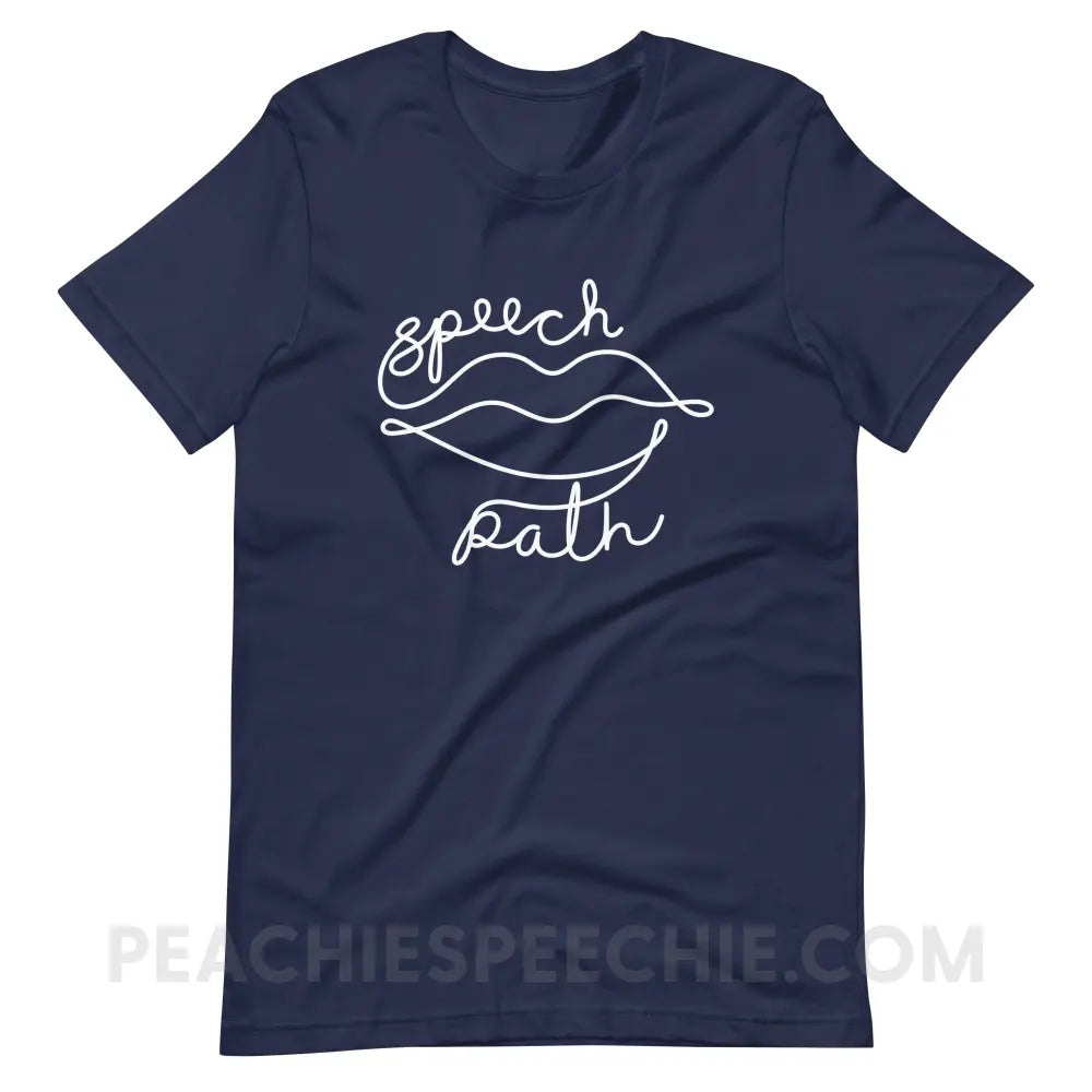 Speech Path Lips Premium Soft Tee - Navy / S - T-Shirt peachiespeechie.com