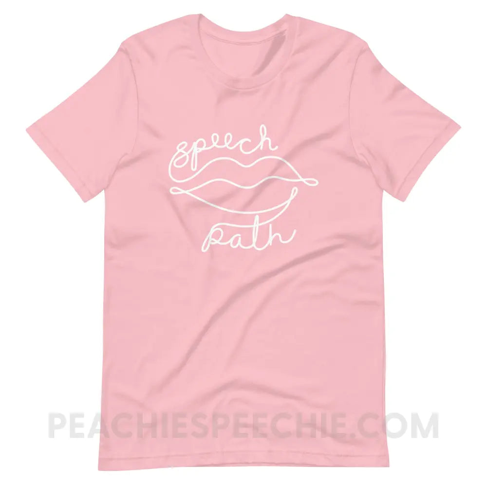 Speech Path Lips Premium Soft Tee - Pink / M - T-Shirt peachiespeechie.com