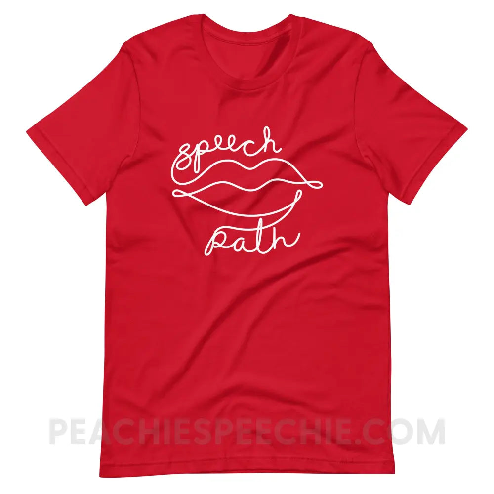 Speech Path Lips Premium Soft Tee - Red / S - T-Shirt peachiespeechie.com