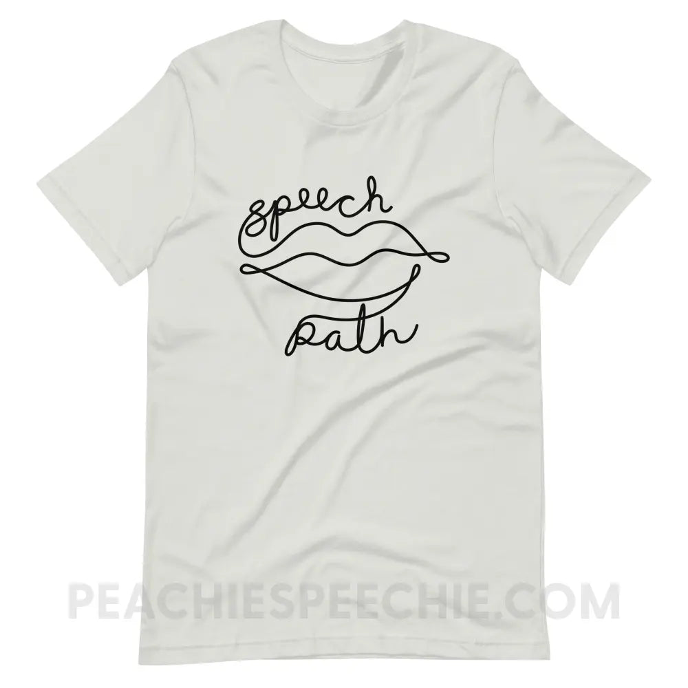 Speech Path Lips Premium Soft Tee - Silver / S - T-Shirt peachiespeechie.com