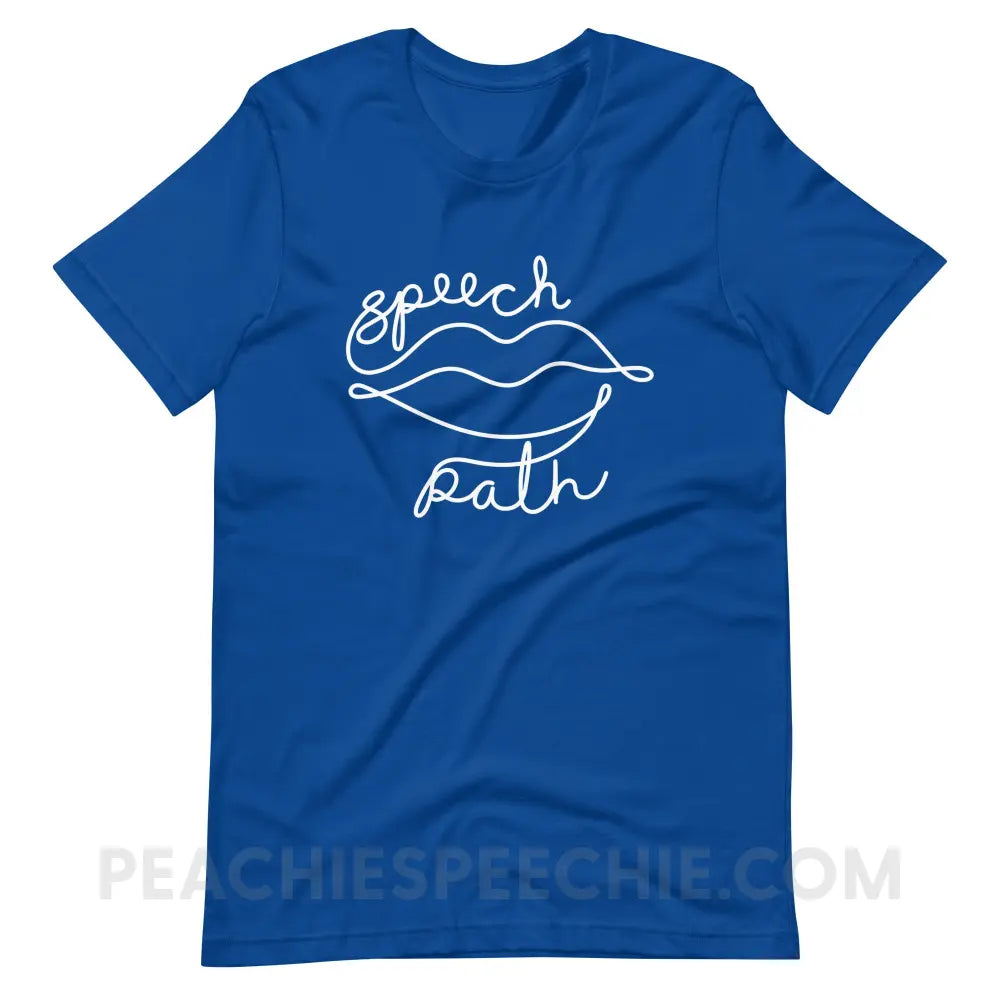 Speech Path Lips Premium Soft Tee - True Royal / S - T-Shirt peachiespeechie.com