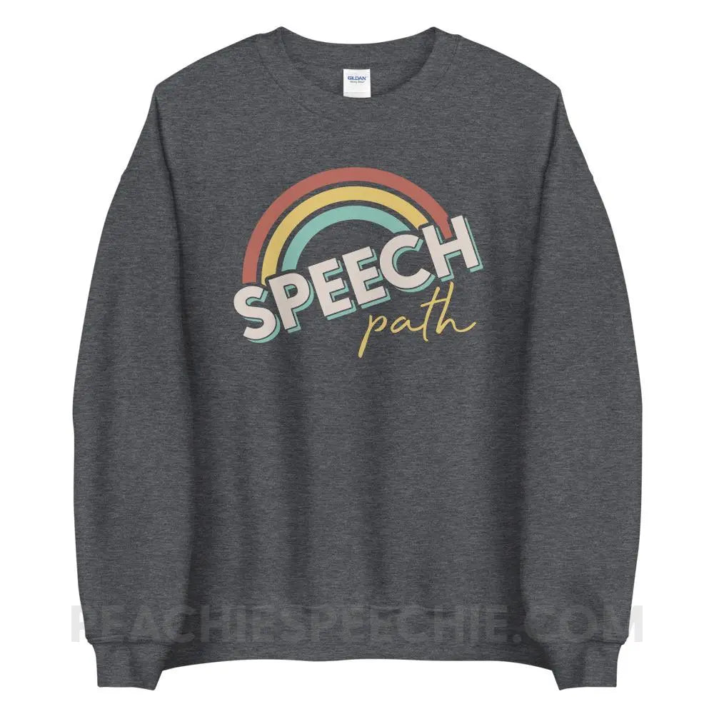 Speech Path Rainbow Classic Sweatshirt - Dark Heather / S - peachiespeechie.com