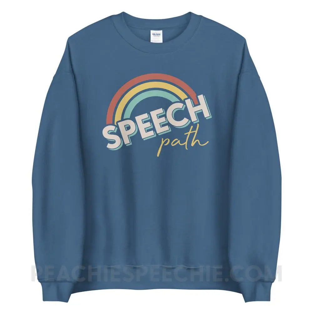 Speech Path Rainbow Classic Sweatshirt - Indigo Blue / S - peachiespeechie.com