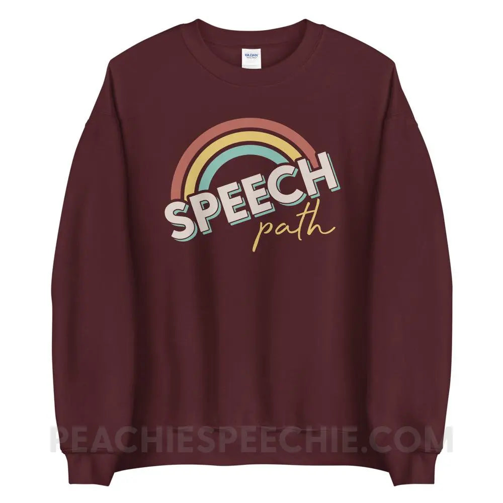 Speech Path Rainbow Classic Sweatshirt - Maroon / S - peachiespeechie.com