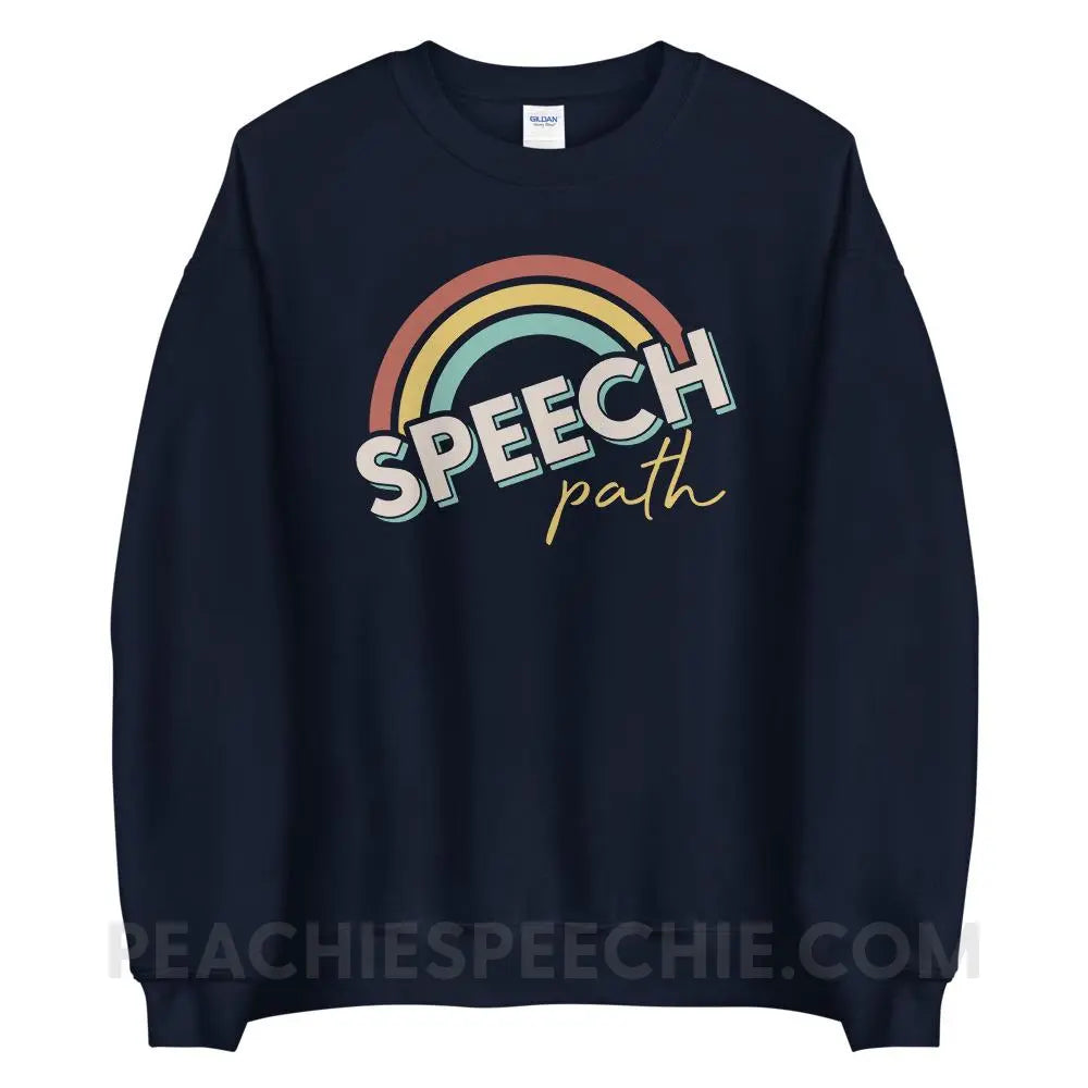 Speech Path Rainbow Classic Sweatshirt - Navy / S - peachiespeechie.com