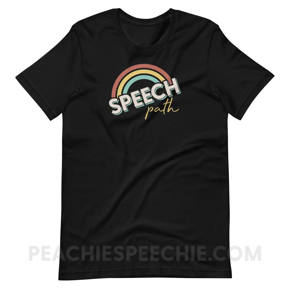Speech Path Rainbow Premium Soft Tee - Black / S - T-Shirt peachiespeechie.com
