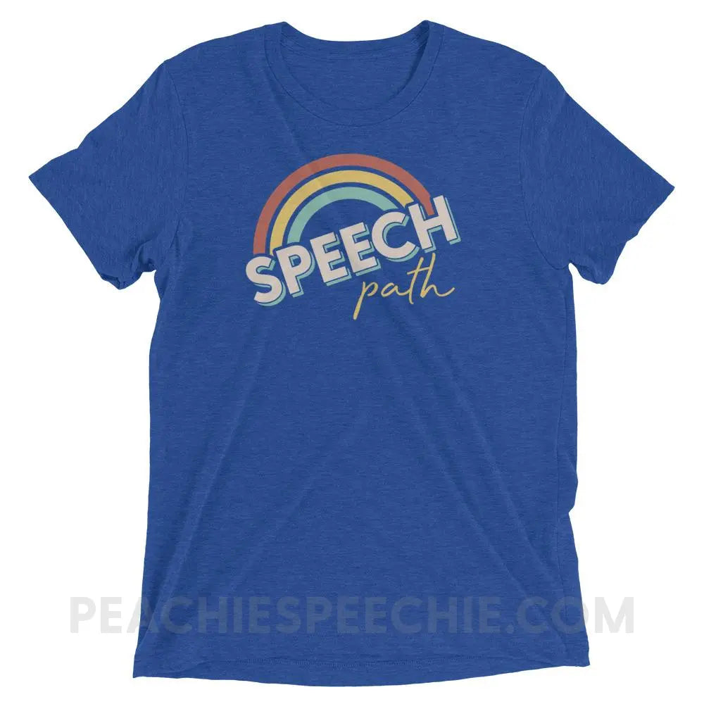Speech Path Rainbow Tri-Blend Tee - True Royal Triblend / XS - peachiespeechie.com