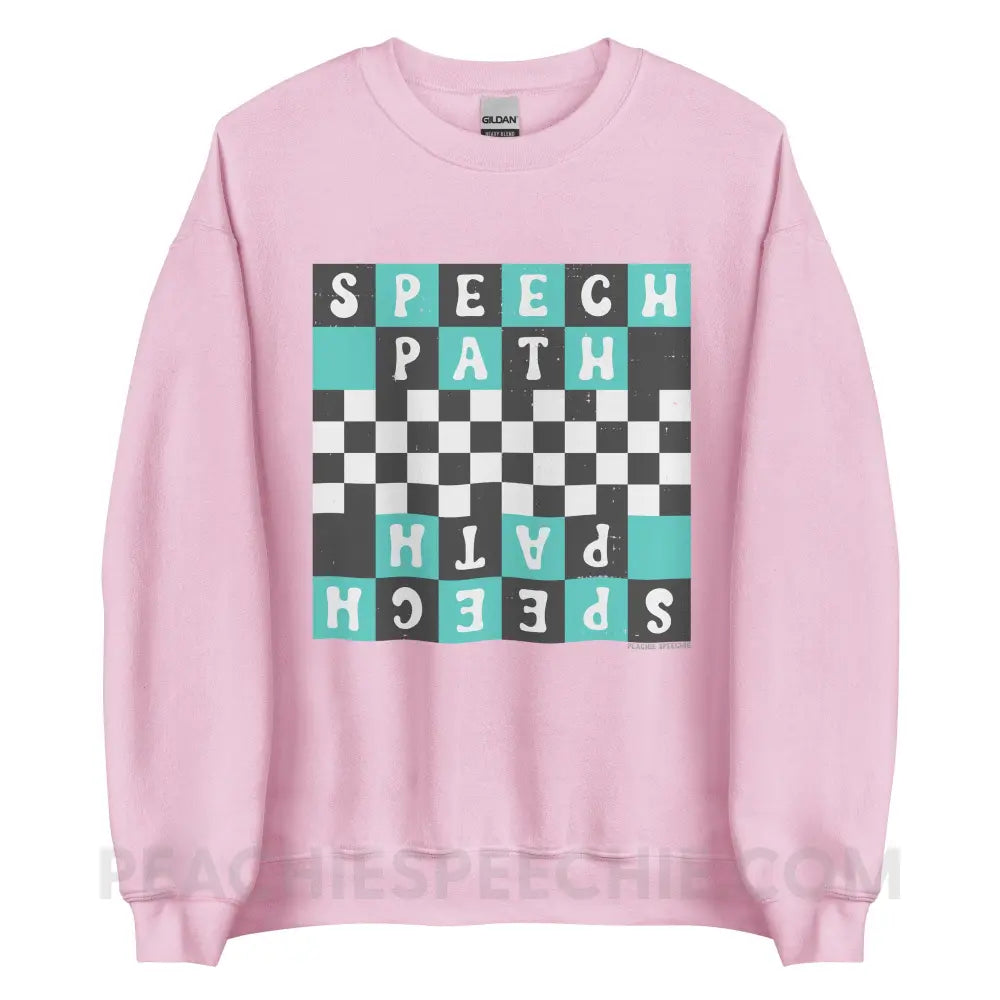 Speech Path Retro Checkerboard Classic Sweatshirt - Light Pink / S peachiespeechie.com