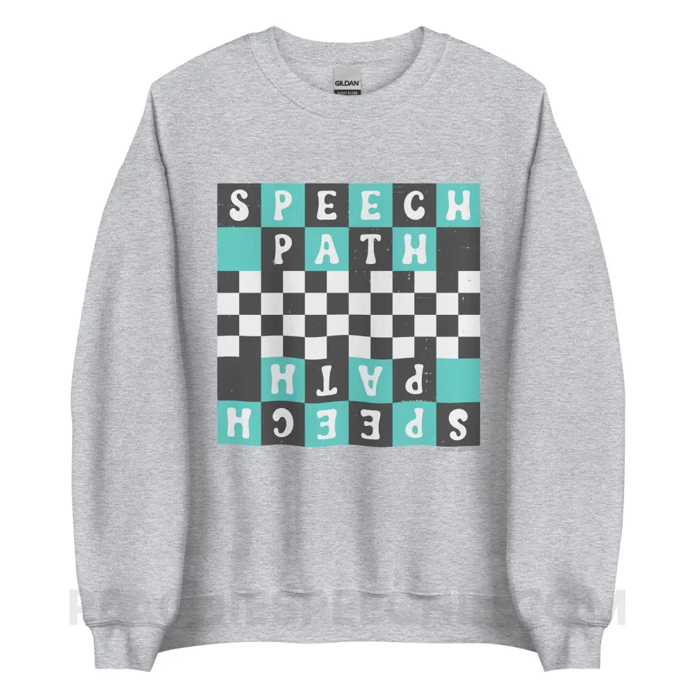 Speech Path Retro Checkerboard Classic Sweatshirt - Sport Grey / S peachiespeechie.com