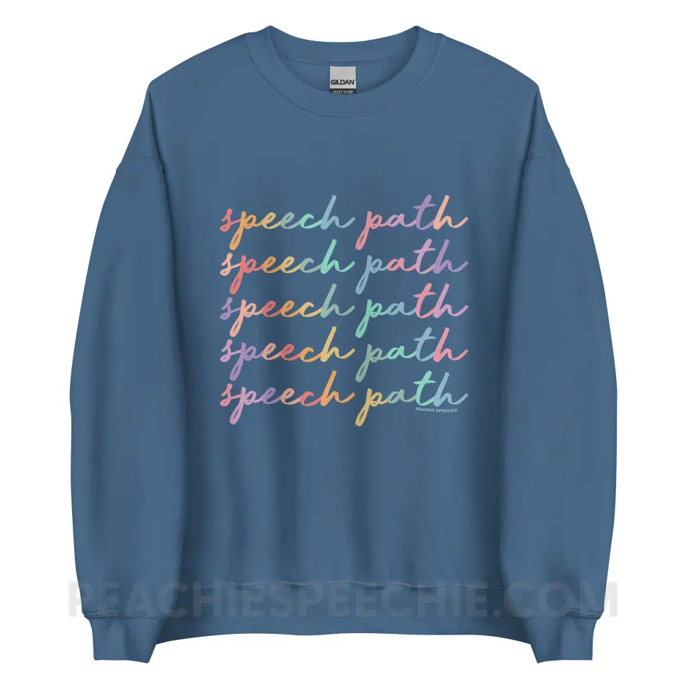 Speech Path Script Classic Sweatshirt - Indigo Blue / S - peachiespeechie.com