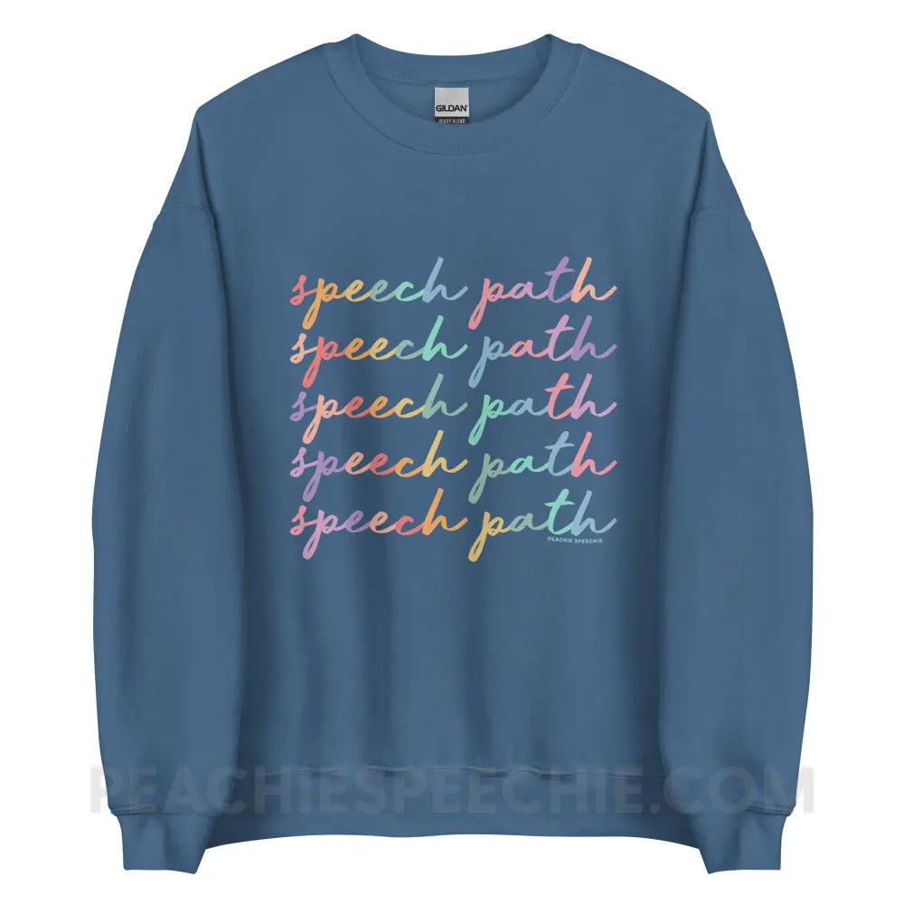 Speech Path Script Classic Sweatshirt - Indigo Blue / S - peachiespeechie.com