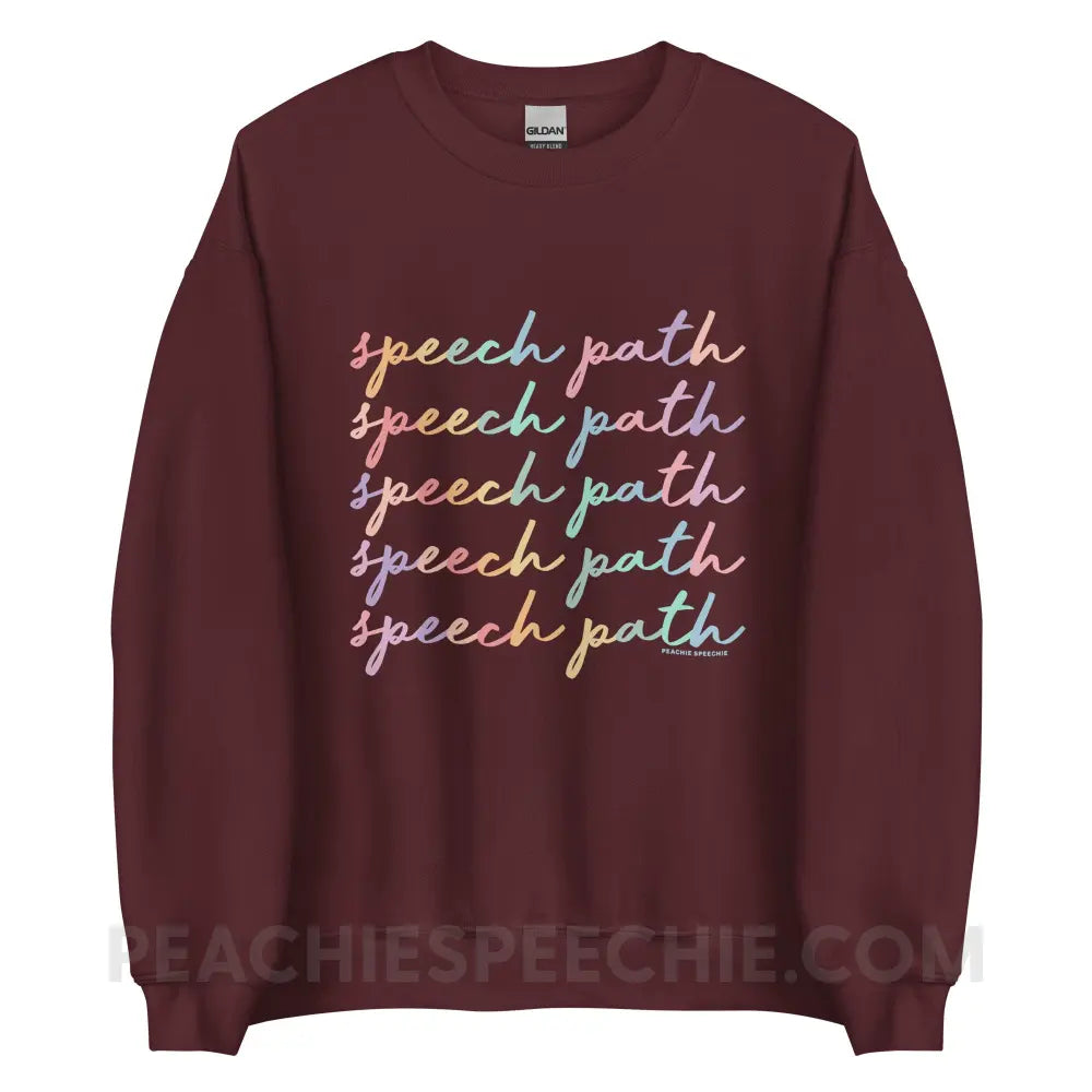 Speech Path Script Classic Sweatshirt - Maroon / S - peachiespeechie.com