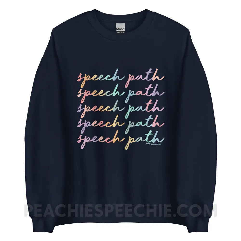 Speech Path Script Classic Sweatshirt - Navy / S - peachiespeechie.com