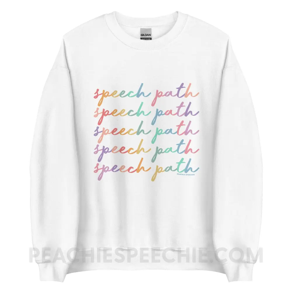 Speech Path Script Classic Sweatshirt - White / S - peachiespeechie.com