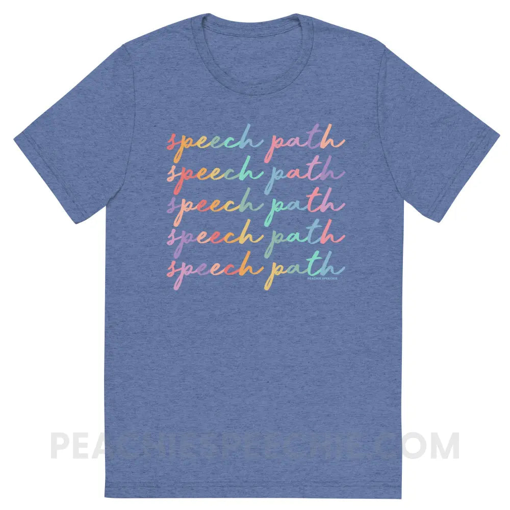 Speech Path Script Tri-Blend Tee - Blue Triblend / S - peachiespeechie.com