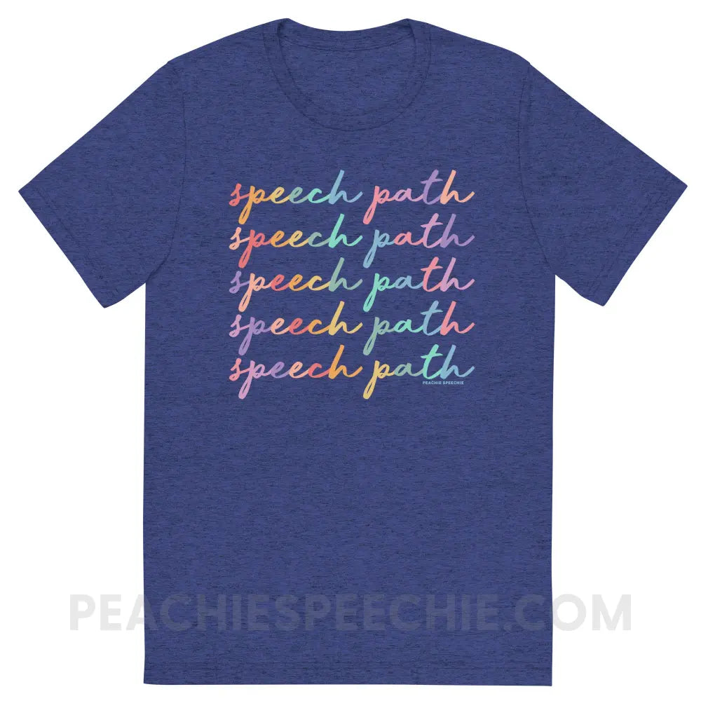 Speech Path Script Tri-Blend Tee - Navy Triblend / S - peachiespeechie.com
