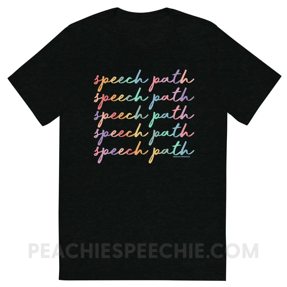 Speech Path Script Tri-Blend Tee - Solid Black Triblend / S - peachiespeechie.com