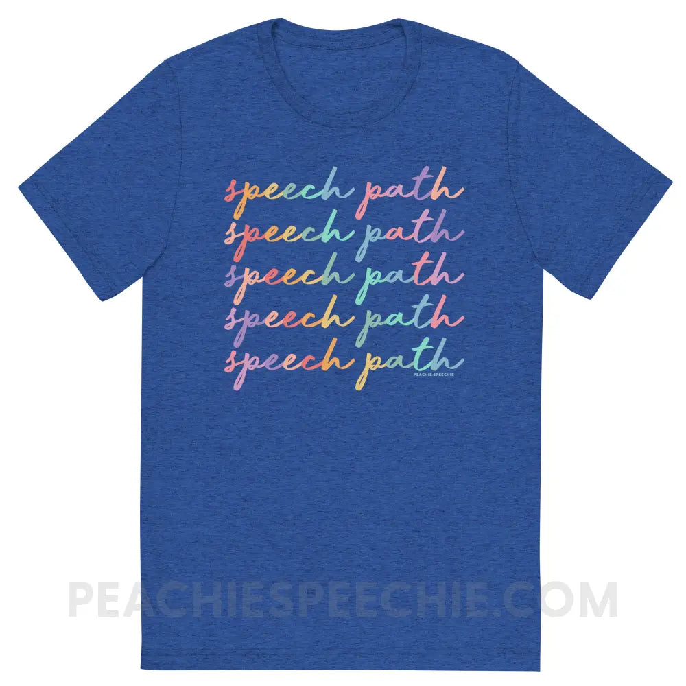 Speech Path Script Tri-Blend Tee - True Royal Triblend / S - peachiespeechie.com