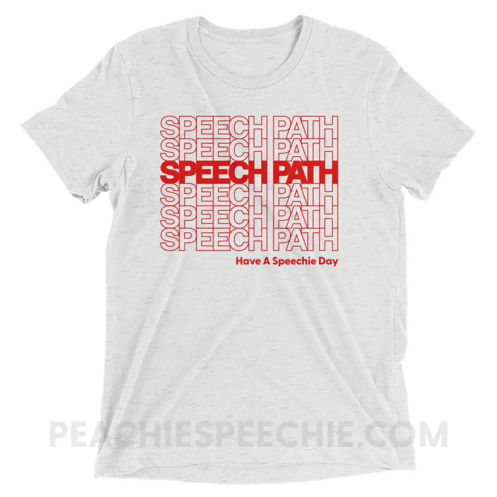 Speech Path Tri-Blend Tee - White Fleck Triblend / S - T-Shirts & Tops peachiespeechie.com