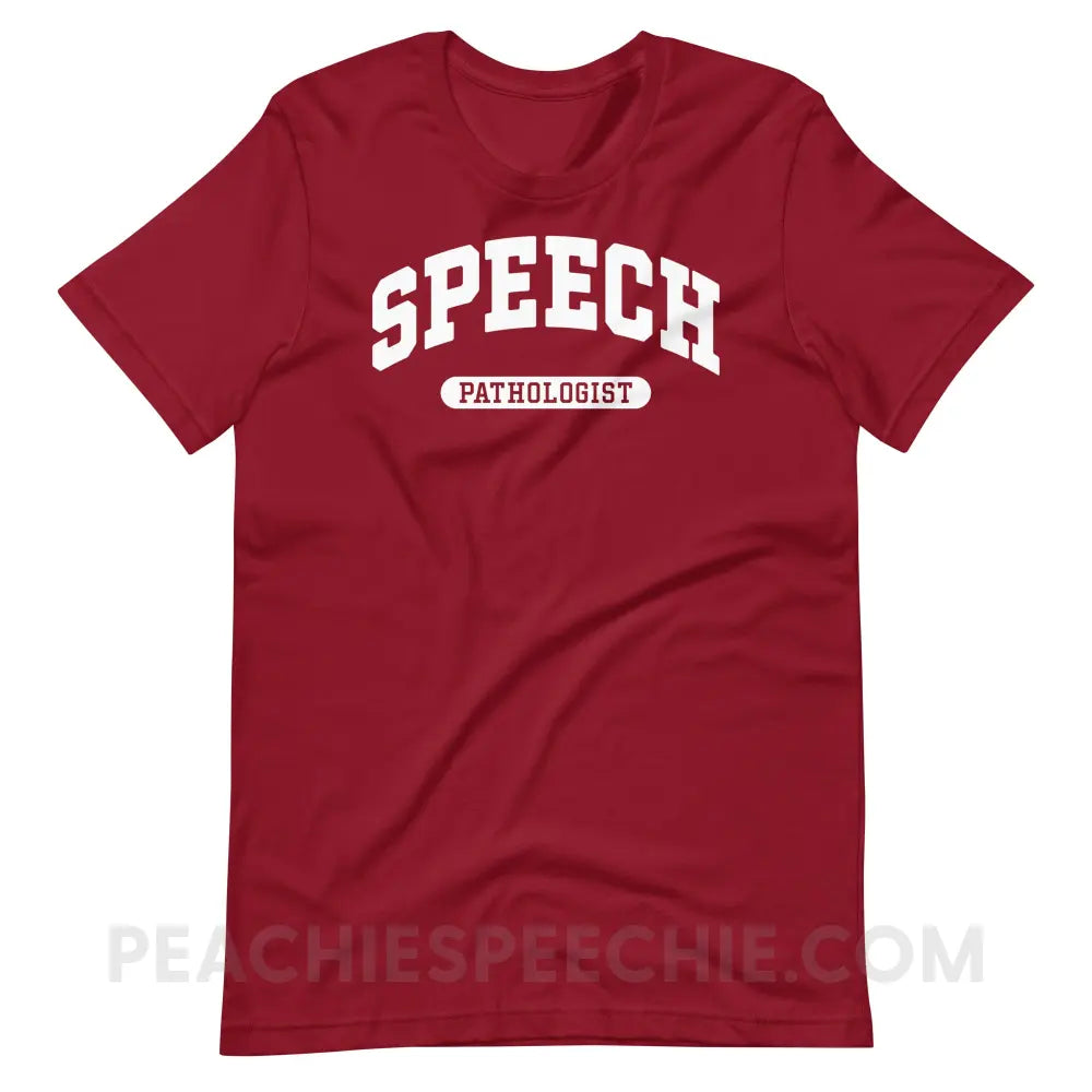 Speech Pathologist Arch Premium Soft Tee - Cardinal / S - T-Shirt peachiespeechie.com