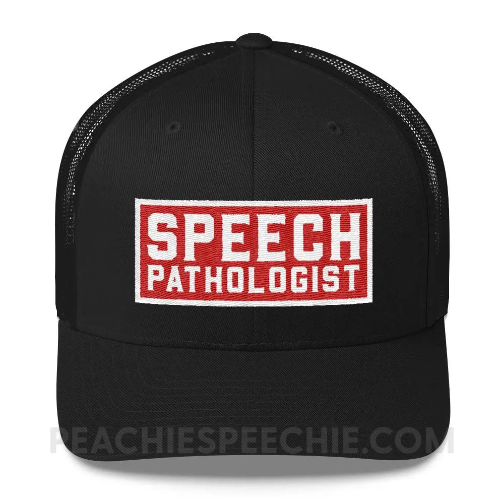 Speech Pathologist Trucker Hat - Black - Hats peachiespeechie.com